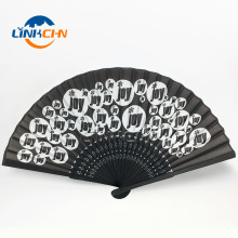 High Quality Custom Printed Black Paper Hand Fan For Events